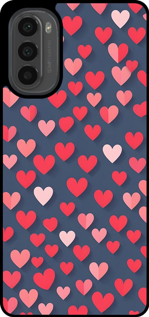 Smartphonica Telefon Fall fit für Motorola Moto G52 / G82 mit rosa und roten Herzen Impressum - TPU Backcover Fall mit rosa und roten Herzen Design