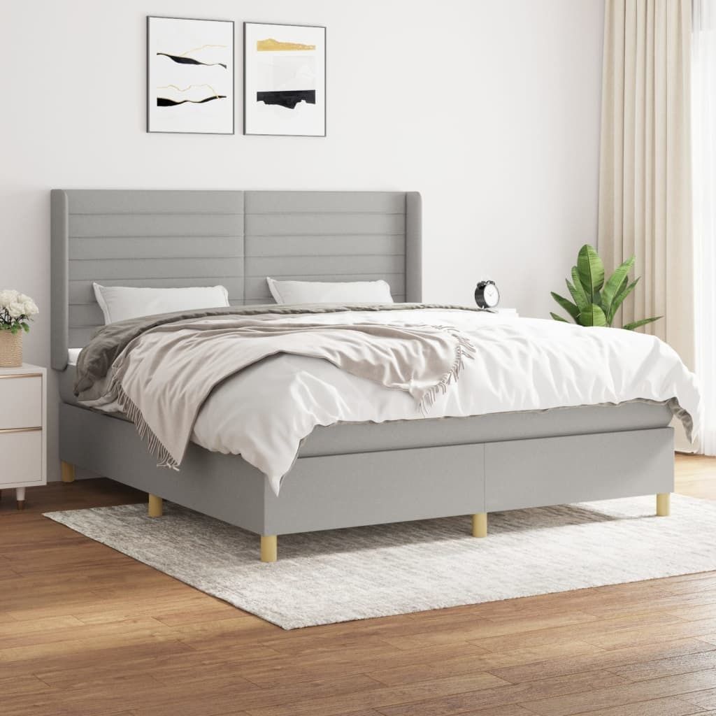 Maison Exclusive - Boxspringbett mit Matratze Hellgrau 160x200 cm Stoff