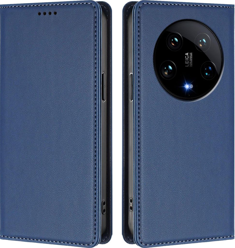 Handyhülle für Xiaomi 14 Ultra, Kunstleder Klapphülle Stoßfeste Magnetische Hülle mit Ständer Dunkelblau