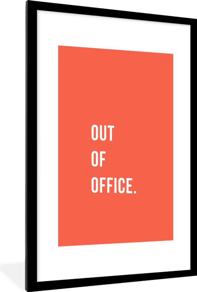 MuchoWow Gerahmtes Poster Zitate - Außer Dienst - Orange 60x90 cm - Poster mit Schwarzem Bilderrahmen Wandposter Rahmen Foto Bilder - Dekoration...