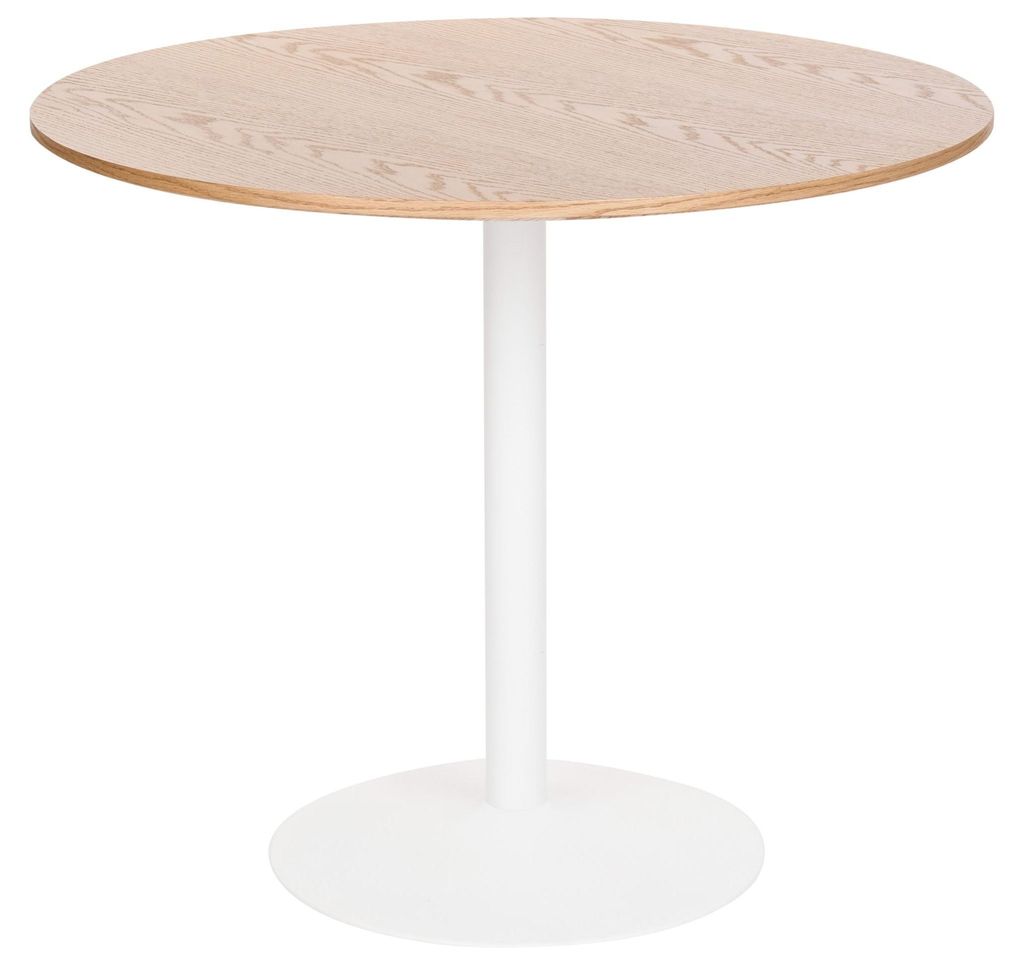 BELIANI Esstisch Hellbraun MDF-Tischplatte Holzoptik Rund ø 90 cm mit Standfuß für 2 Personen Modernes Skandi Design Küchentisch Esszimmertisch