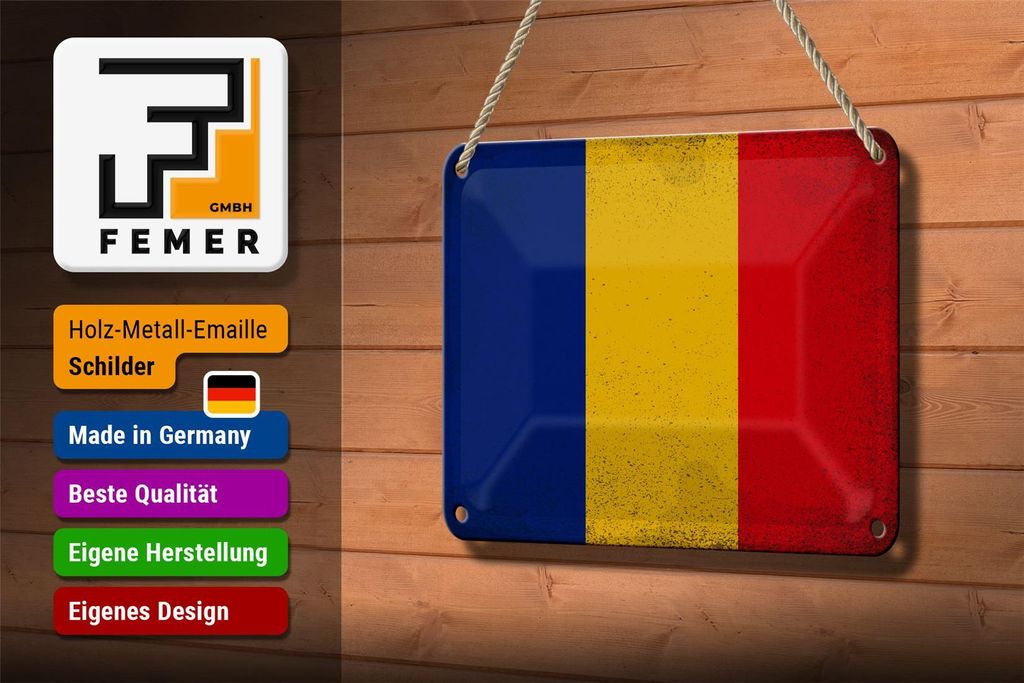 Cínové znamení Vlajka Rumunska 18x12cm Vlajka Rumunska Obrázek produktu 3