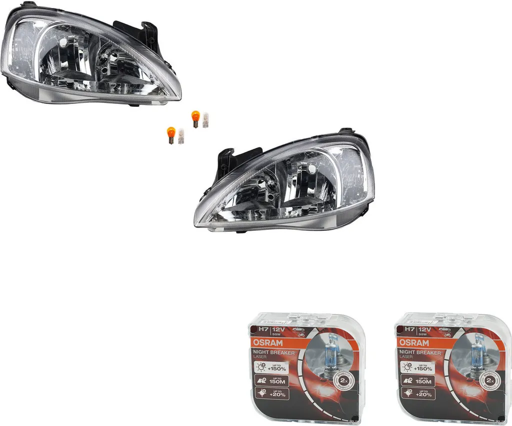 Johns, fari + Osram Night Breaker Laser adatto per Opel Corsa C Set Li Re 1216142 93173253 1216139 93173254