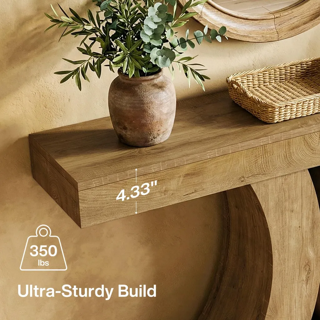 Table console Tribesigns 150 cm brun naturel, console d'entrée rustique - 5