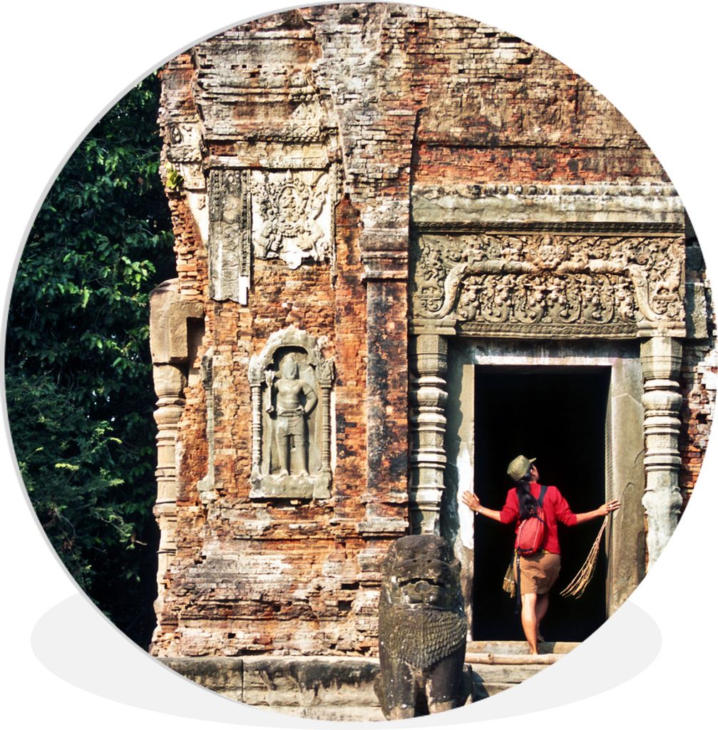 MuchoWow Rundes Wandbild - Runde Bilder Kambodscha - Tempel - Dekoration Ø 30 cm Kreis Wanddekoration Kunststoff - Wandkreis - Wandschmuck - Sch...