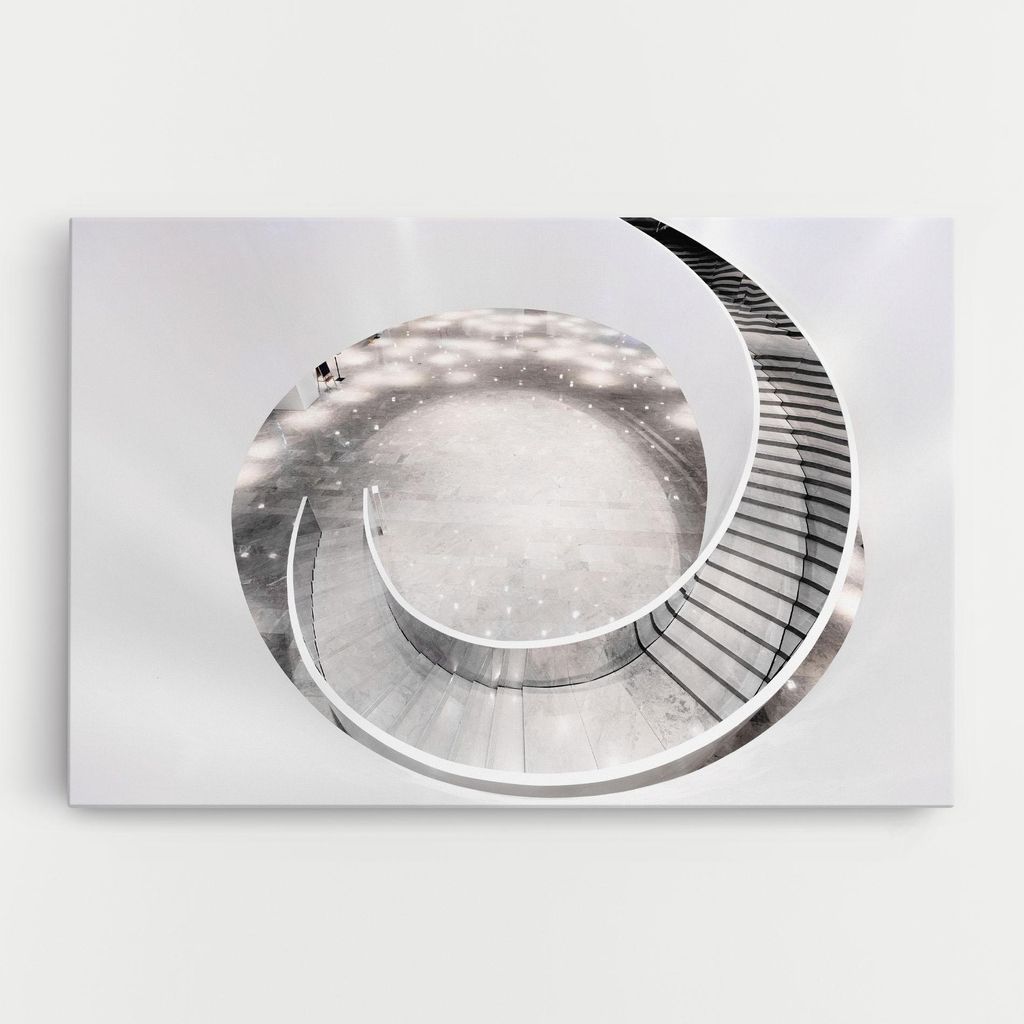 ARTHUB Leinwandbild 40x60 cm, Light Grey Spiral | Wohnzimmerdekoration, Hängende Bilder, Wanddekoration, Heimdekoration, Abstrakte, Optische Tä...