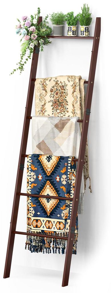 Handtuchleiter Kleiderleiter Holz,180cm Handtuchhalter Leiter Dekoleiter Kleiderständer Schlafzimmer,Holzleiter Deko Handtuch Leiter Vintage,Kleid...