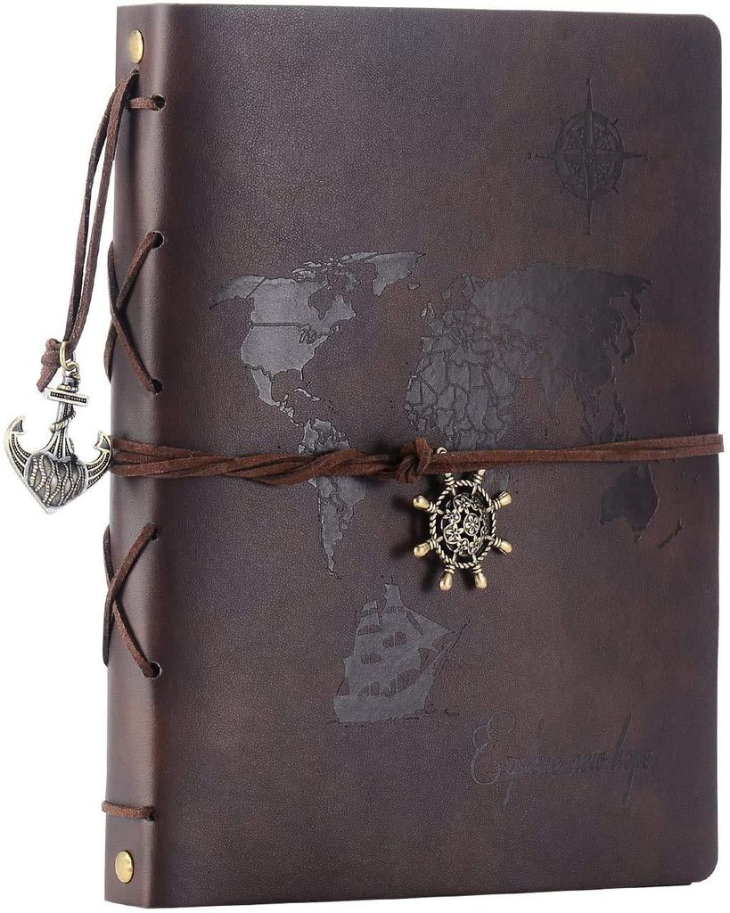 DIY-Fotoalbum, 60 Seiten, 22 x 27,3 cm, Weltkarte, Gästebuch, Fotobuch aus Leder mit Fotoecken, ideales Geschenk zum Valentinstag, Geburtstag und ...