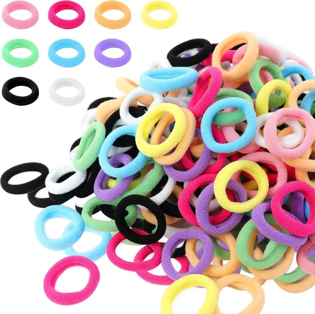 Set 200 Lacci Capelli Multicolore Alta Elasticità per Sport e Tempo Libero
