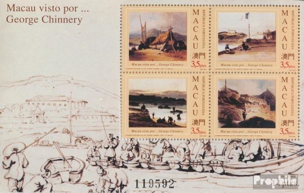 Briefmarken Macau 1994 Mi Block25 (kompl.Ausg.) postfrisch Gemälde George Chinnery