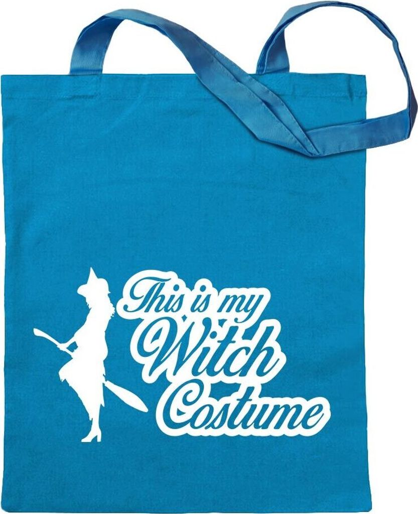 Kiwistar - Baumwolltasche - hellblau - This is My Witch Costume - Tragetasche Stoffbeutel Umhängetasche Langer Henkel
