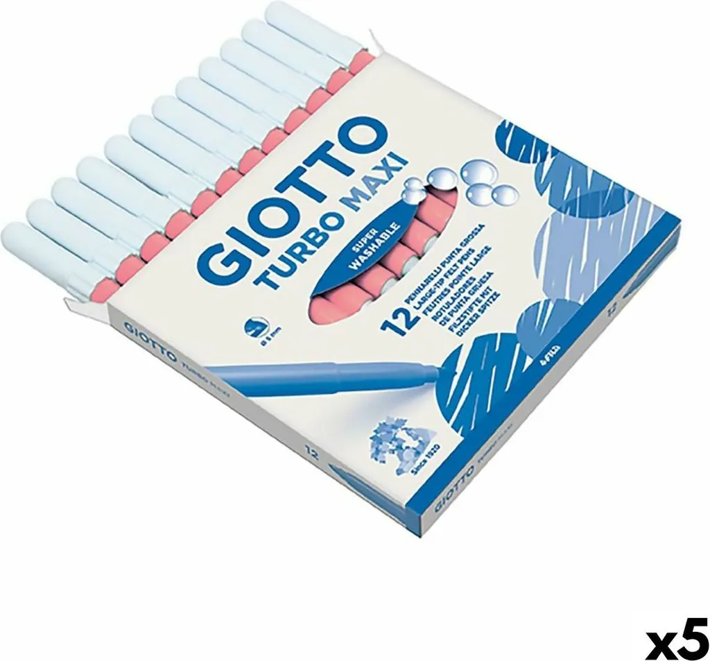 Feutre rose Giotto Turbo Maxi pour dessin scolaire et ateliers - 12p
