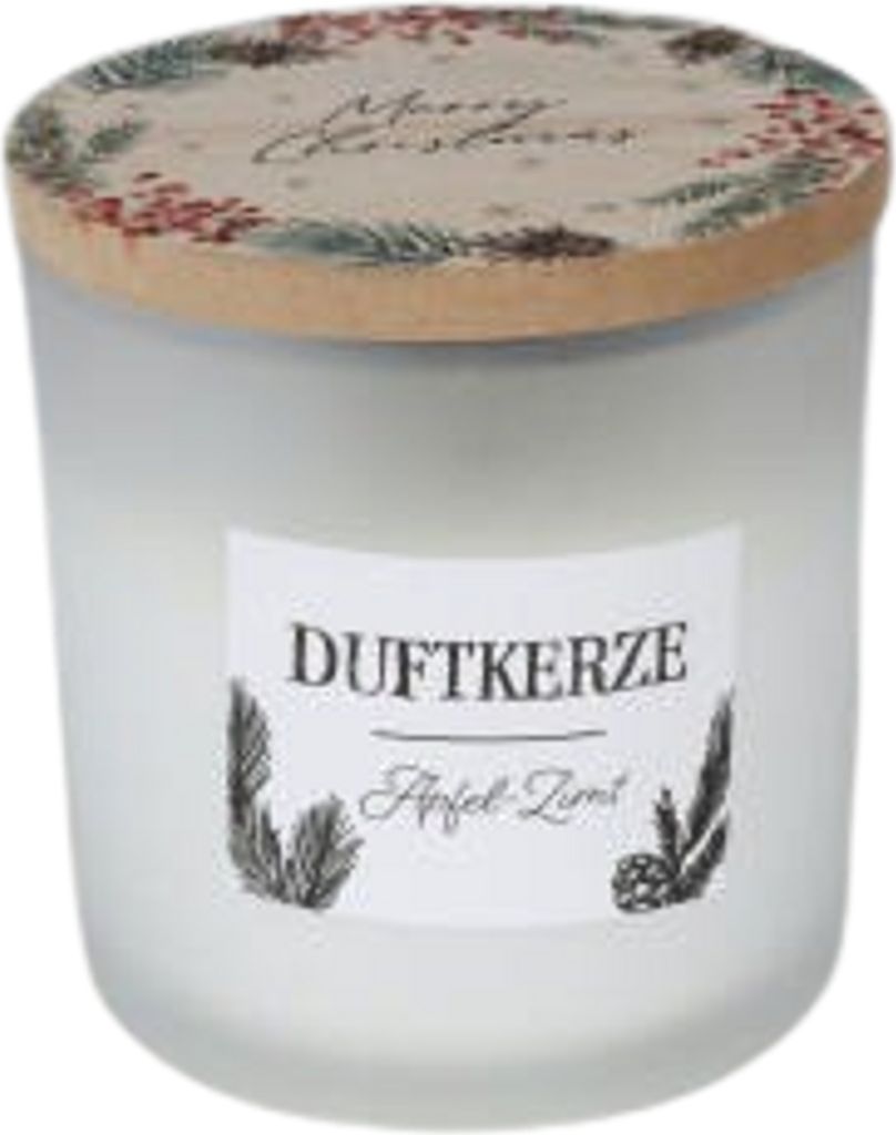 Duftkerze im Glas Apfel-Zimt Holzdeckel Raumdüfte Innendekoration Lichter Frische
