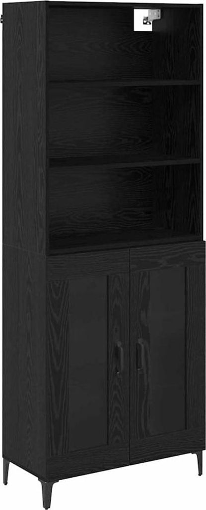Highboard Schwarz Eichen-Optik 69,5 x 34 x 180 cm Holzwerkstoff