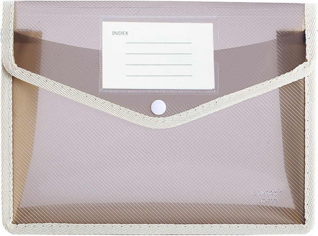 A4 Buntes Dateiordner mit Etikett Pocket Pocket Horizontal Snaptast Button Tragbare Prüfungspapierpapier Datei Organizer Bag School Supplies-A4 Grau