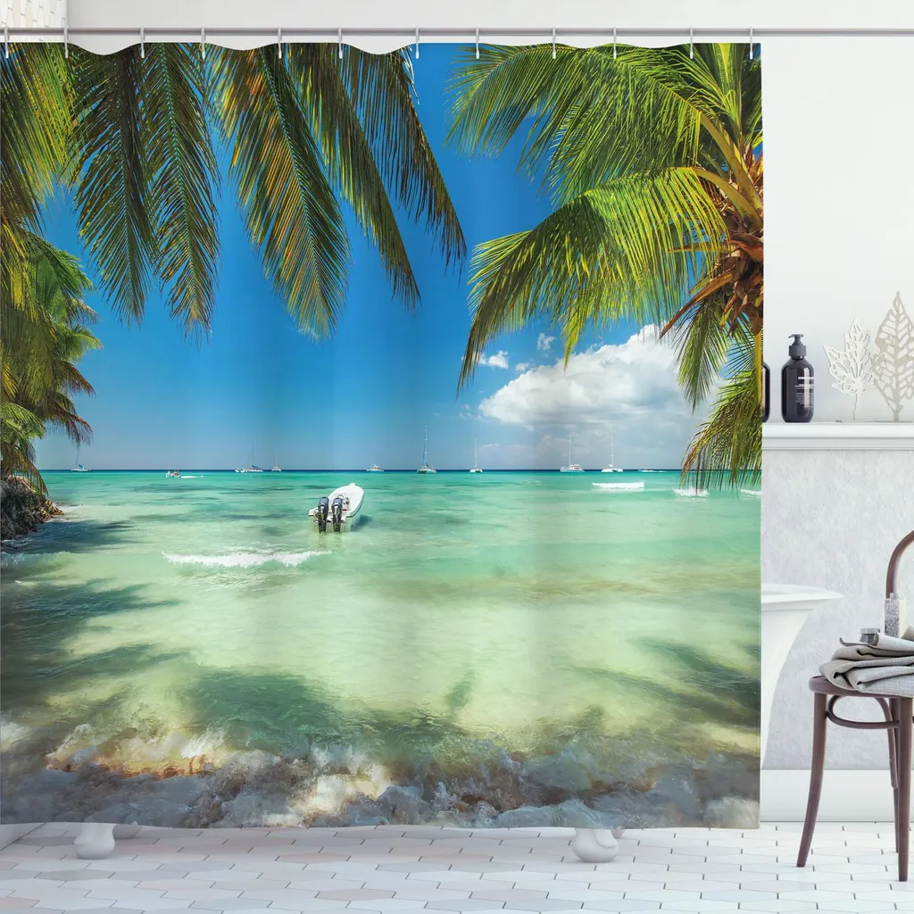 Tenda Doccia Design Mare Surreale 175x180 - Stile Tropicale Verde
