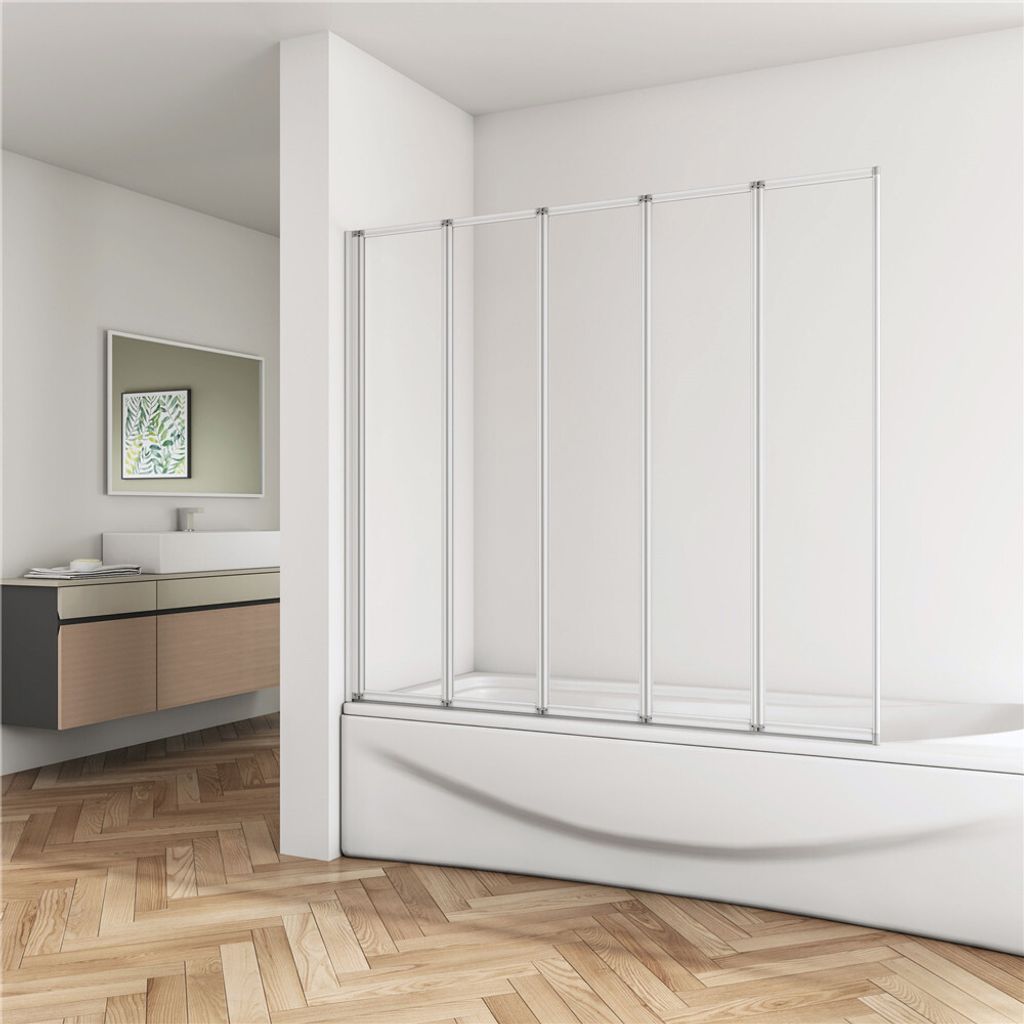 Duschabtrennung 120x140cm Badewannenaufsatz Faltwand Produktbild 