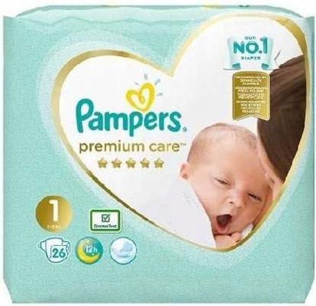 Pampers Windeln Gre 1 (2-5kg) Premium Care Windeln, 26 Stck, Bester Komfort und Schutz empfindlicher Haut von Pampers