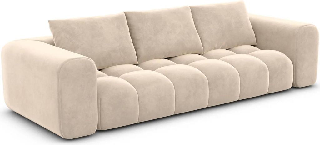 Samtstoff 4-Sitzer Couch Lavera Creme