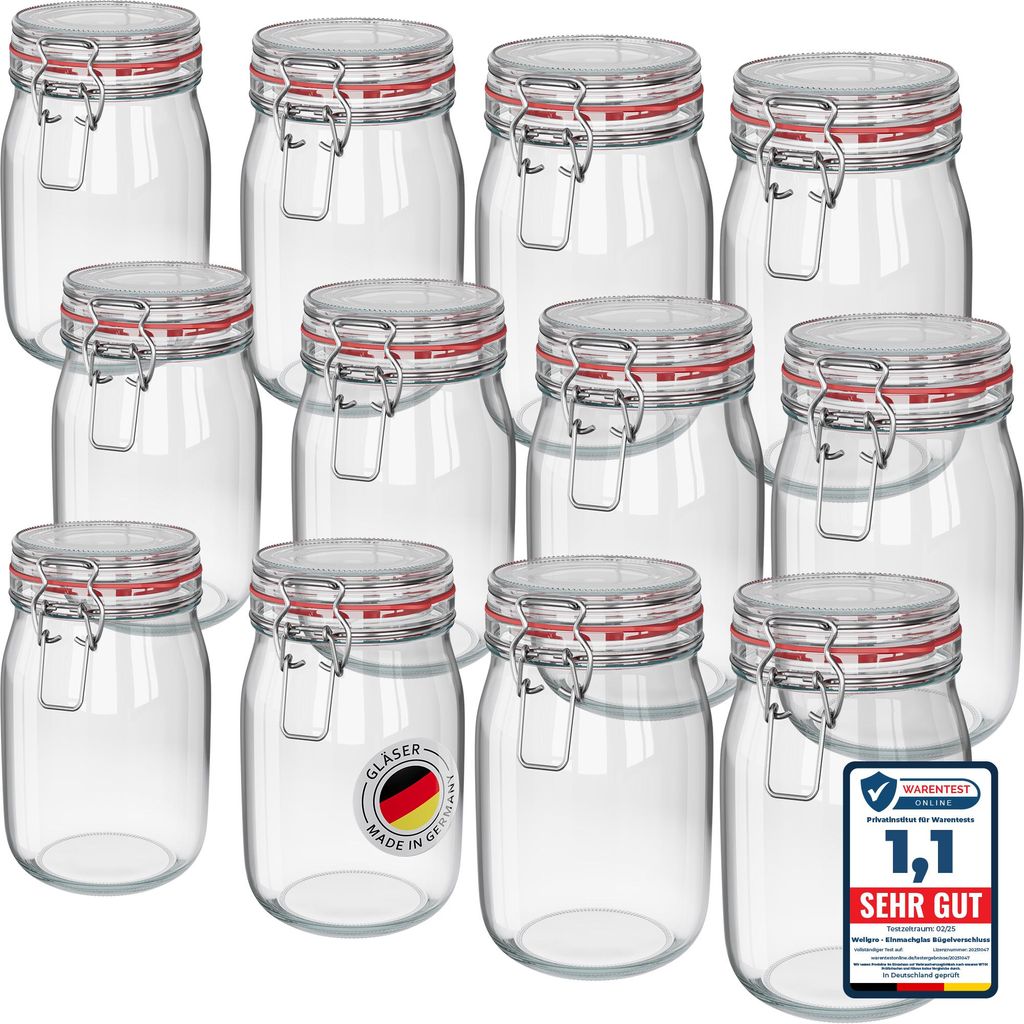 WELLGRO Einmachgläser mit Bügelverschluss rund 235ml - Produktbild 