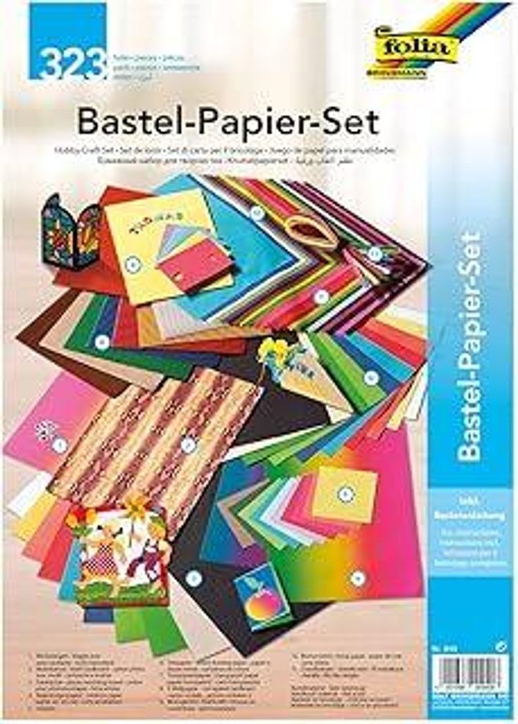 folia 940 - Bastelpapier - Set Ganzjahr, 323 Teile - Kreativset für Kinder und Erwachsene mit verschiedenen Bastelmaterialien, Rot/Ausflug, Einfar...