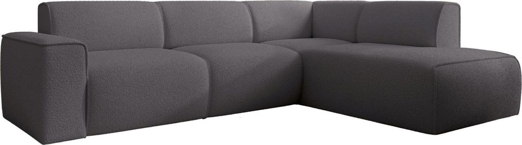Selsey Bouvi – Ecksofa mit seitlicher Rückenlehne an der Ottomane, rechts, dunkelgrau, Bouclé