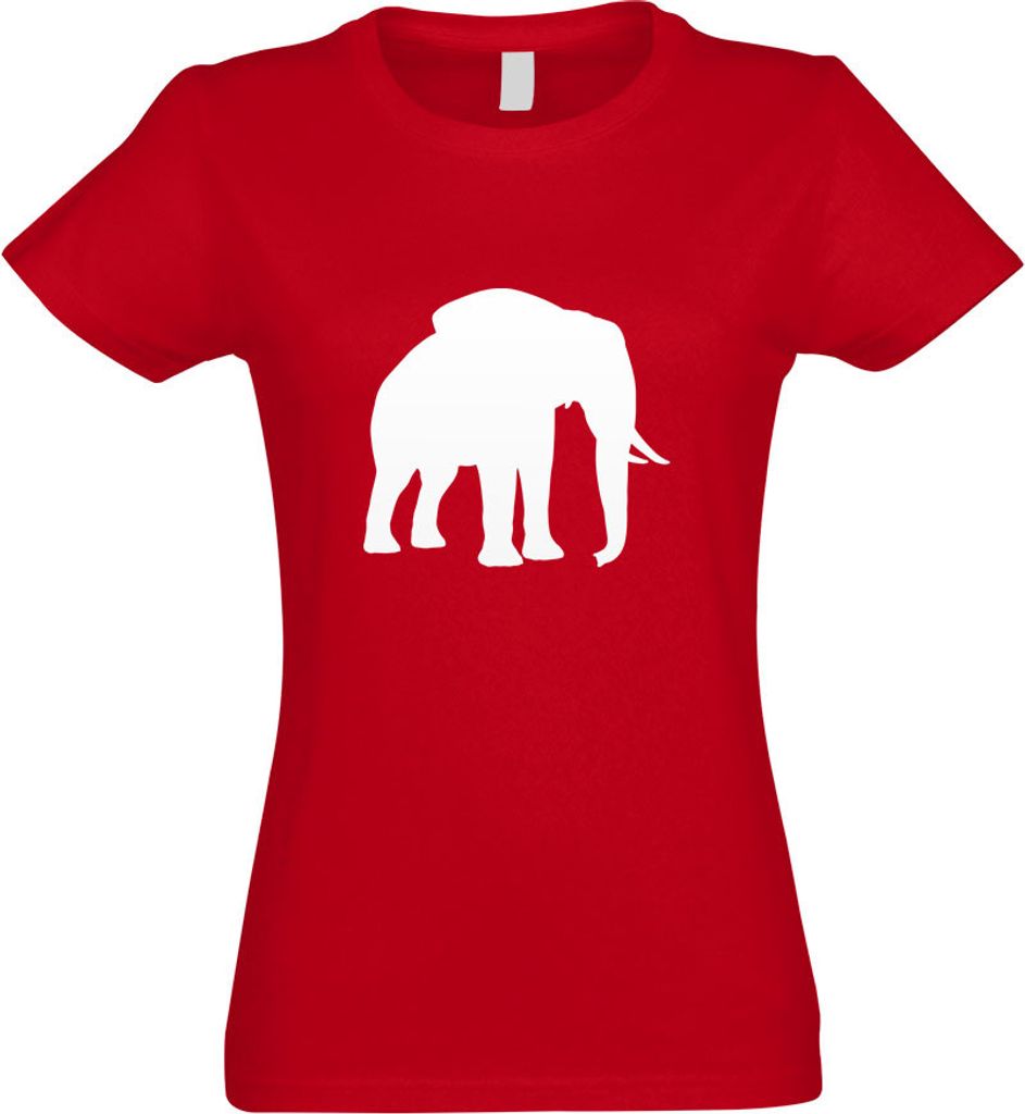 Kiwistar - T-Shirt tailliert - Damen - rot - Elefant Motiv 6 - Rüsseltiere - mit Motiv Bedruckt - Funshirt Design - Sport - Freizeit - Damen - XL