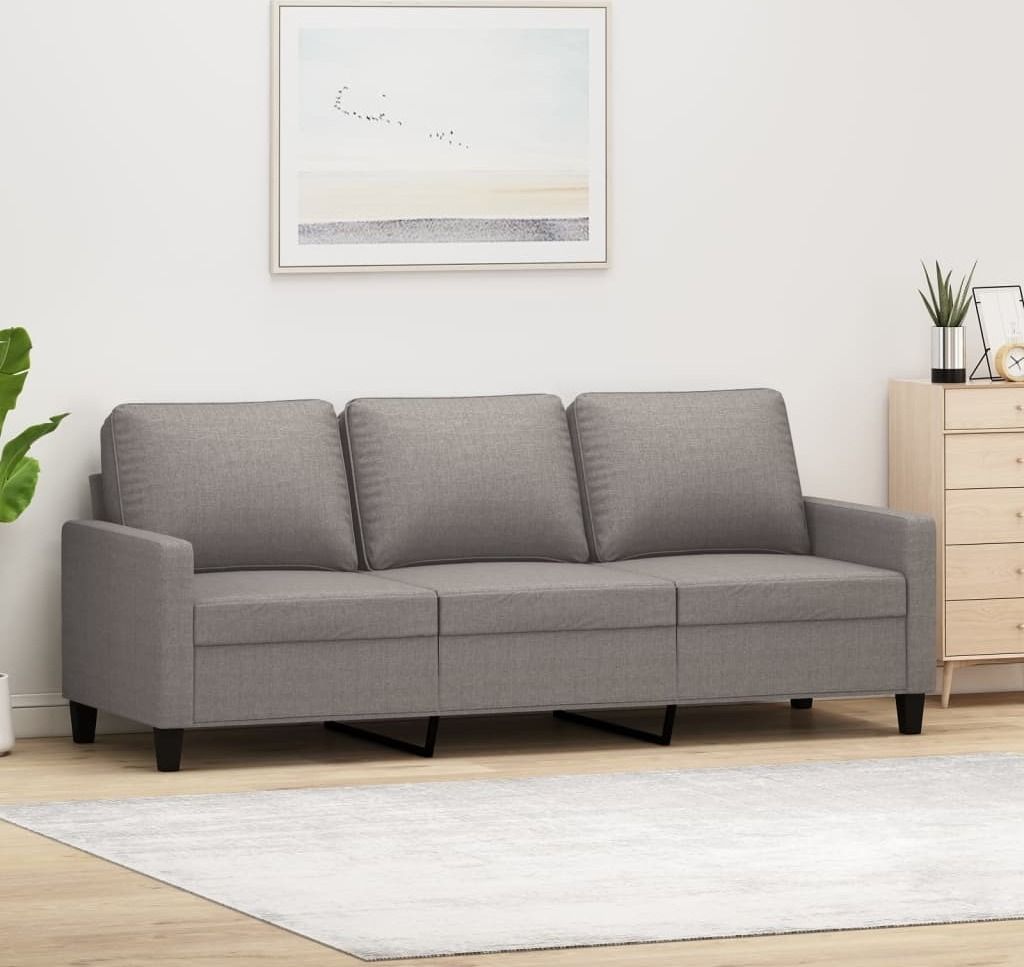 Möbel Schlichtes 3-Sitzer-Sofa Taupe 180 cm Stoff,28,8 Kg
