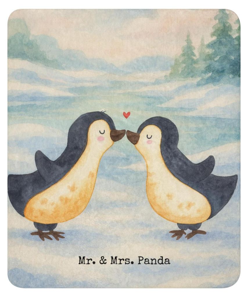 Mr. & Mrs. Panda Tagesdecke Pinguin Liebe Design 130 x 155 cm - Weiß - Geschenk, Heimdecke, Decke, Hochzeit, glücklich, Kuscheldecke, Wohndecke, ...