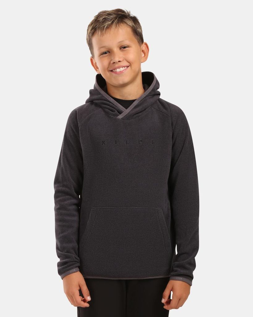 Jungen-Fleece-Hoodie Kilpi FLOND-JB, SCHWARZ, Größe 146
