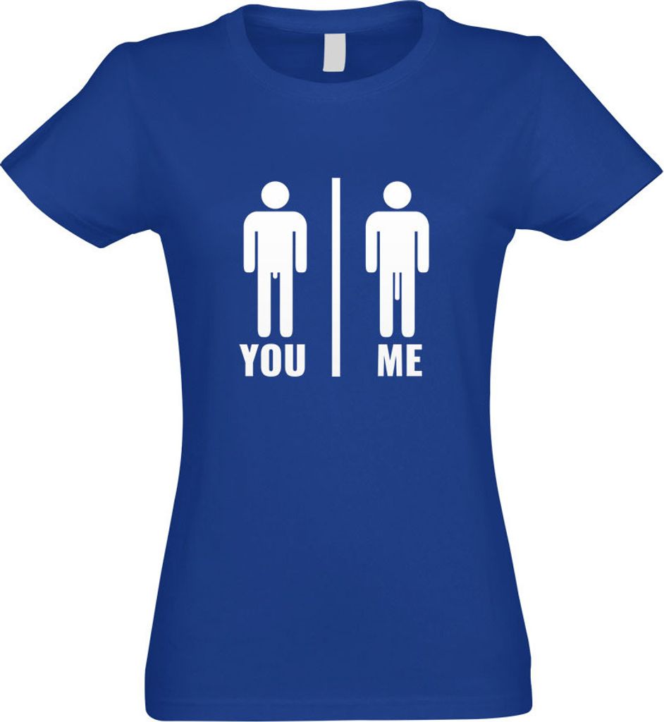 Kiwistar - T-Shirt tailliert - Damen - royal - You vs. Me - Längenvergleich - mit Motiv Bedruckt - Funshirt Design - Sport - Freizeit - Damen - L