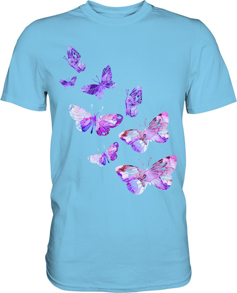 Lila Schmetterlinge T-Shirt – Sky Blue / XXL Produktbild 