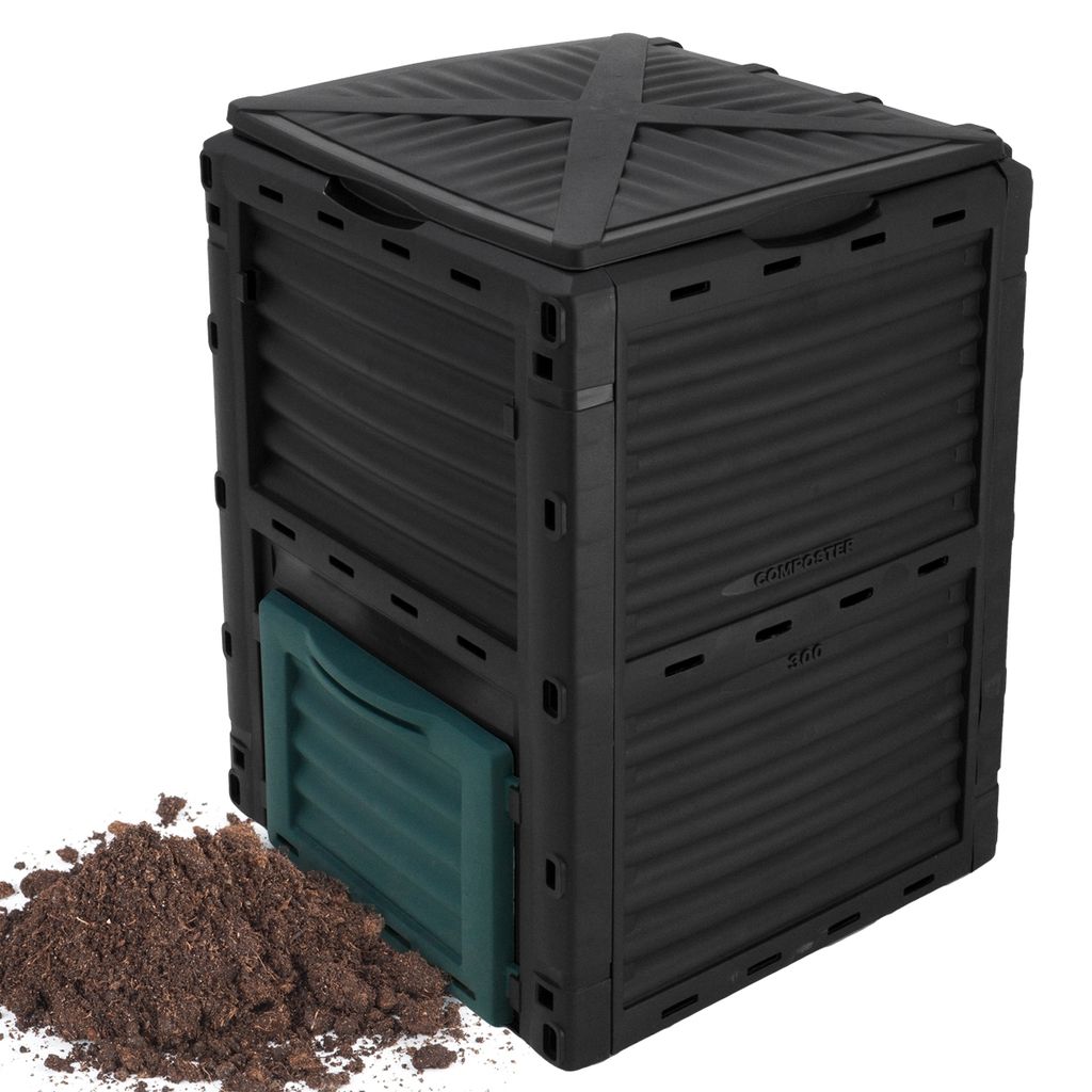 Komposter Garten Thermo-Komposter 220 L schwarz Kompostbehälter Kunststoff 