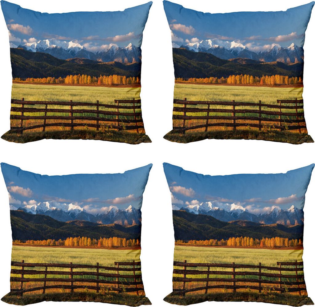 ABAKUHAUS Natur Kissenbezug Set (4 Stück), Nature Valley Wald, Moderner Doppelseitiger Digitaldruck, 60 cm x 60 cm, Mehrfarbig