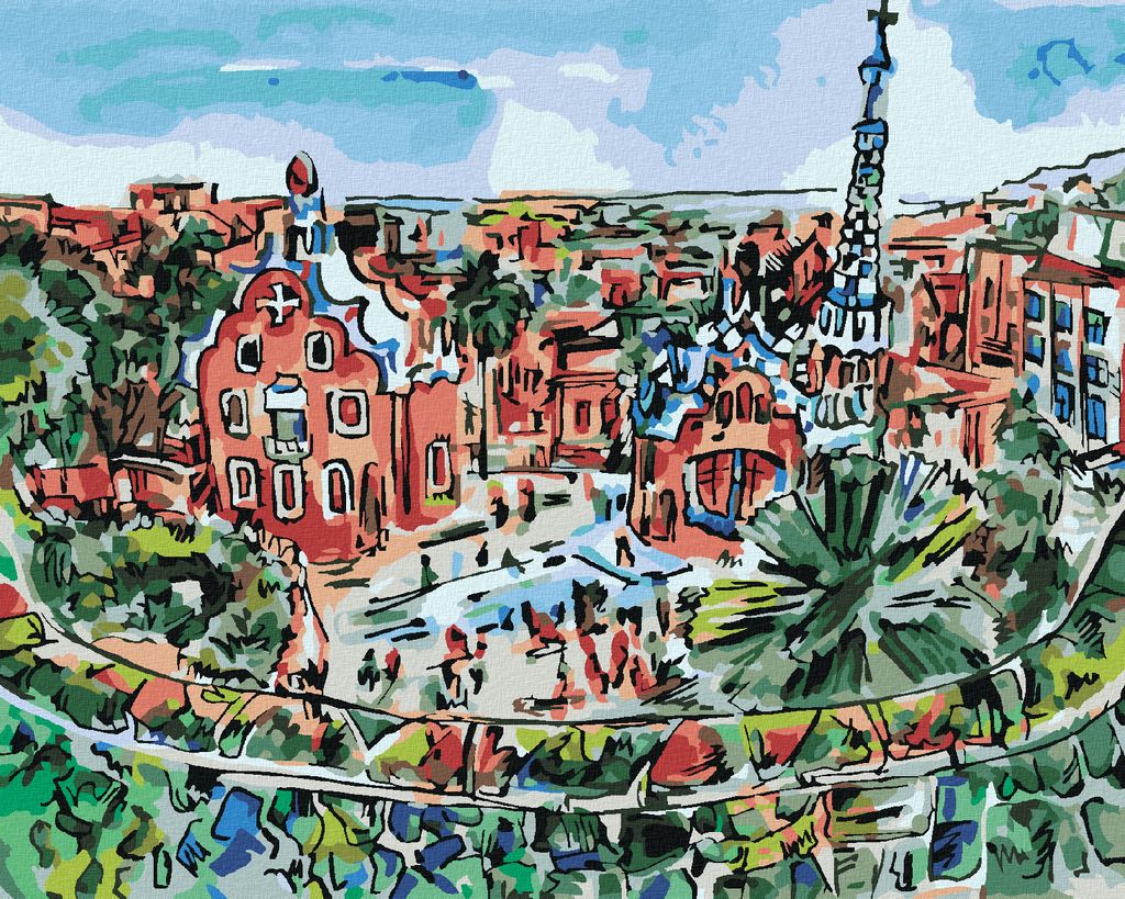 Zuty - Malen nach Zahlen - BUNTES BARCELONA, 40x50 cm, ohne Keilrahmen