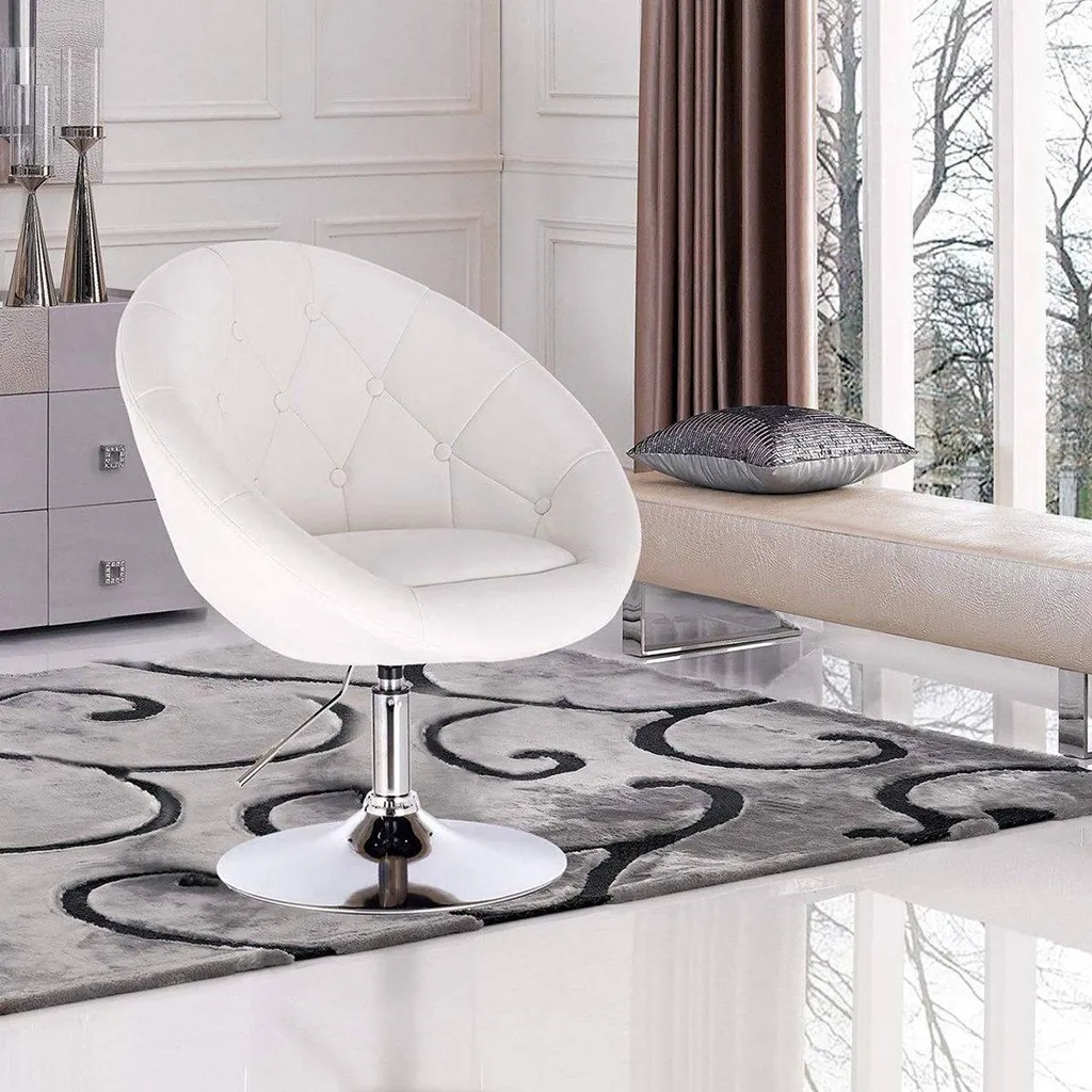 Chaise de cuisine blanche réglable en hauteur avec dossier confortable - 3
