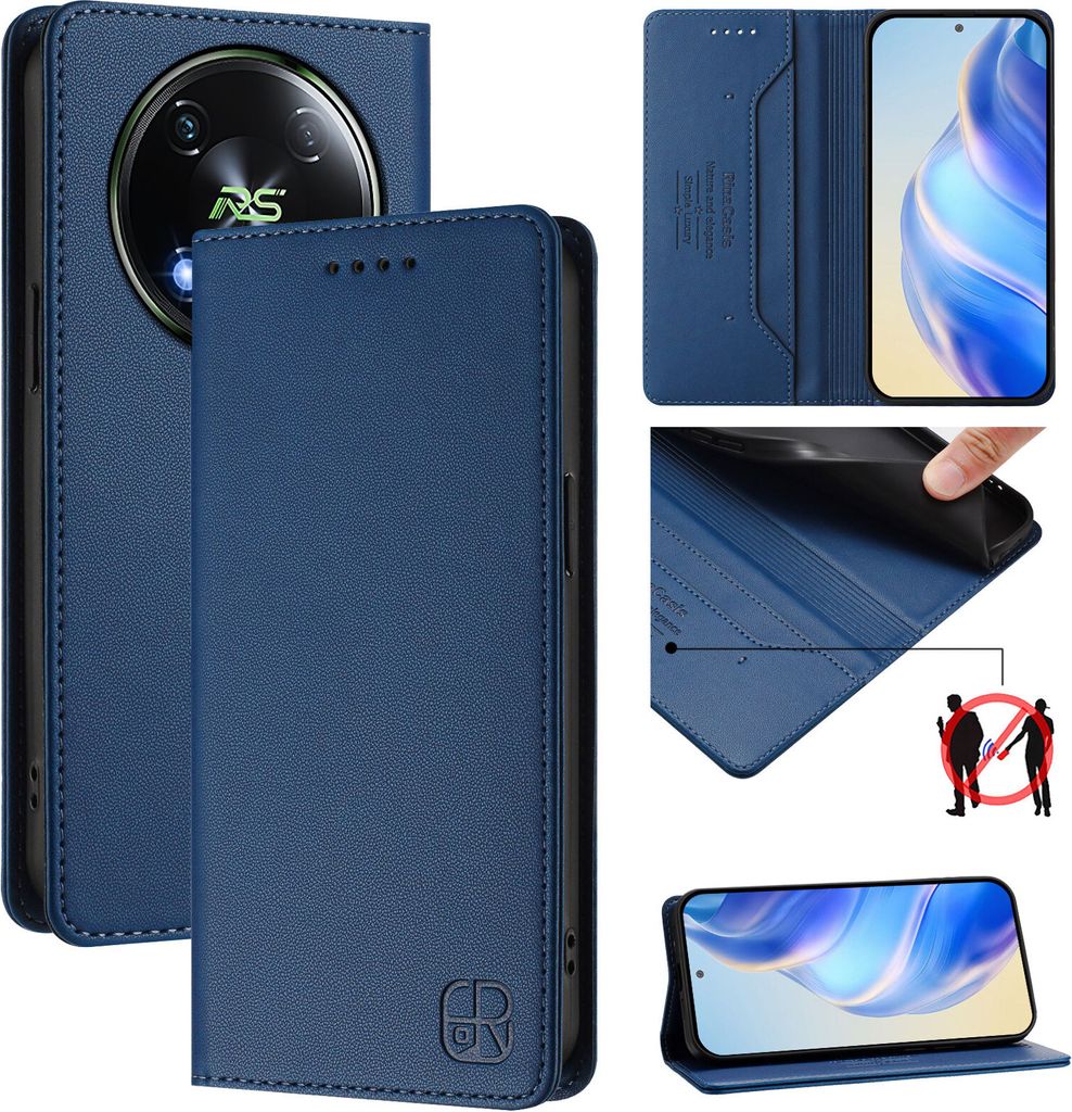 Lederhülle für itel RS4 S666LN Hülle Flip Brieftasche Kartenfächern Ständer Schutzhülle Blau