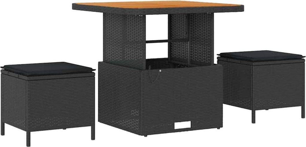 Garten Essgruppe Schwarz Poly-Rattan