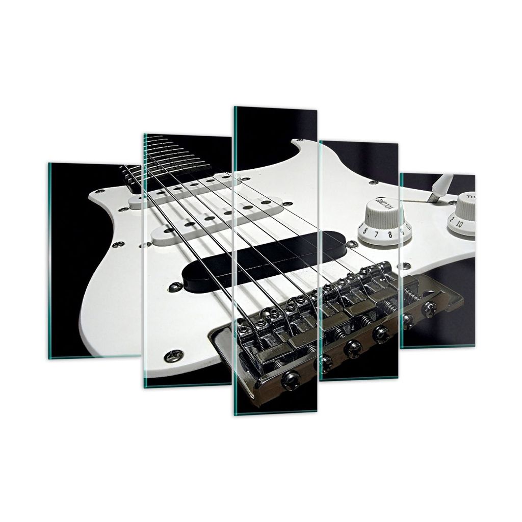 Bilder auf glas - E-Gitarre String Knopf - 150x100cm - Glasbilder - Wandbilder - Kunstdruck - zum Aufhängen bereit - Wanddekoration aus Glas - Gla...