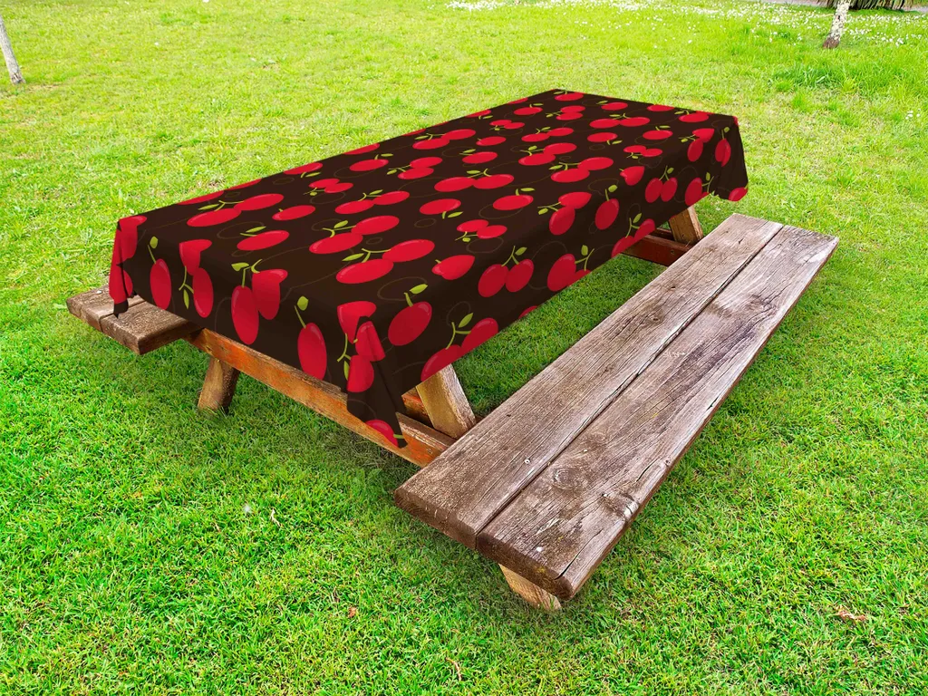 Tovaglia Esterna 145x210 cm ABAKUHAUS Fantasia Ciliegie Antimacchia