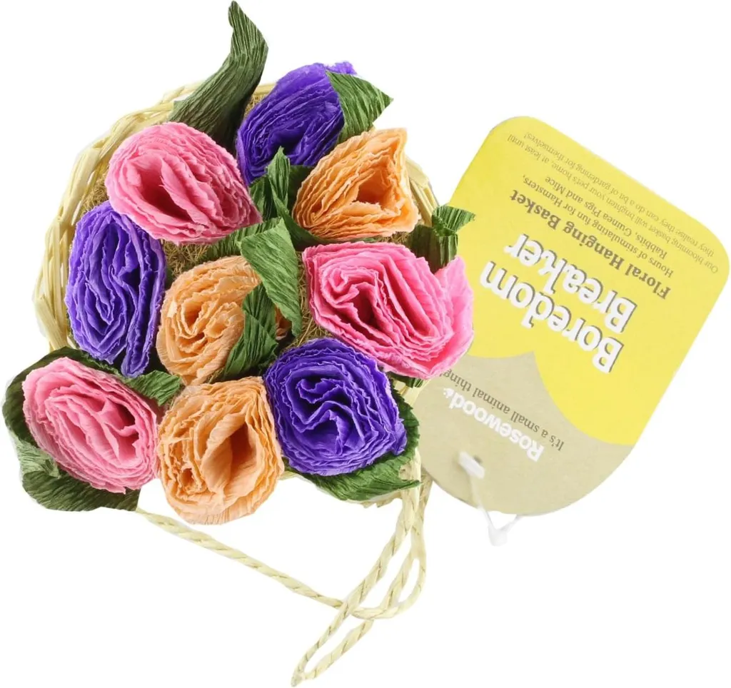 Jouet à ronger en fleurs naturelles et panier en osier pour hamster