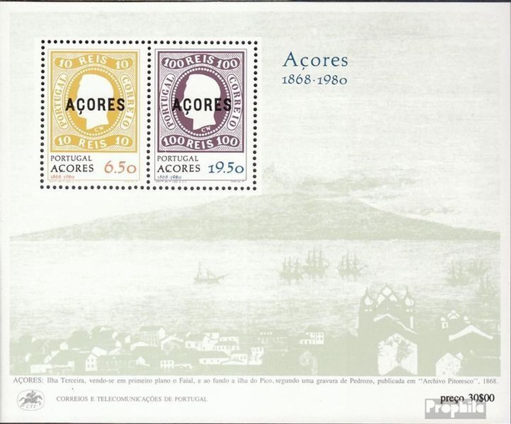 Briefmarken Portugal - Azoren 1980 Mi Block1 (kompl.Ausg.) gestempelt Erste Markenausgabe der Azoren