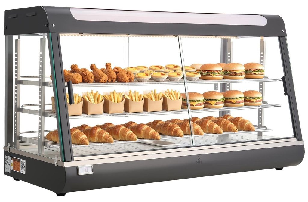 VEVOR, vitrine chauffante à 3 niveaux, capacité 180 litres, Image du produit 