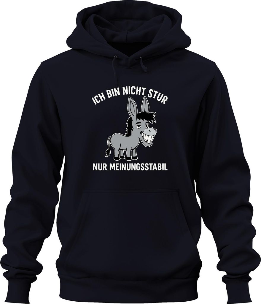 Ich bin nicht stur nur meinungsstabil Esel lustiger Spruch Humor Uni Hoodie Kapuzenpullover, Navy, XXL
