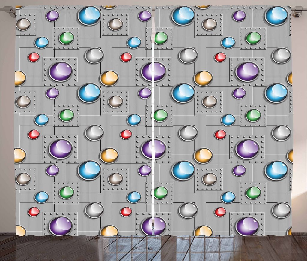 ABAKUHAUS Bunt Rustikaler Gardine, Industrielles Vivid Spots, Schlafzimmer Kräuselband Vorhang mit Schlaufen und Haken, 280 x 175 cm, Mehrfarbig