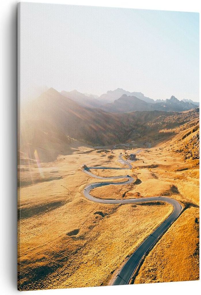 Bild auf Leinwand - Leinwandbild - Einteilig - Sonne Berge Weg - 50x70cm - Wand Bild - Wanddeko - Wandbilder - Leinwanddruck - Kunstdruck - Wanddek...