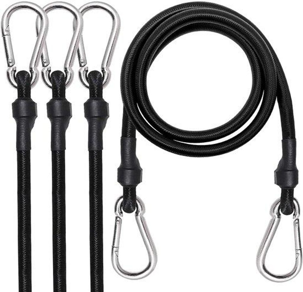 Elastische Bungeekoorden mit Karabinerhaken - Zwei Stücke - 91,4 cm - Gewichtstraining