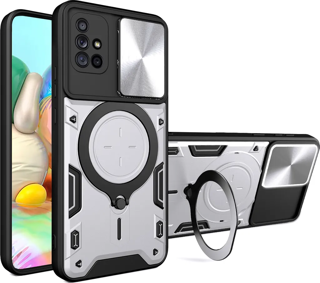 Custodia Samsung A71 4G a Prova di Bambino: Argento con Supporto Video