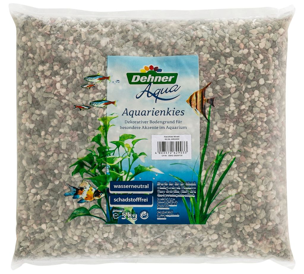 Dehner Aqua Aquarienkies, Körnung 4 - 6 mm, 5 kg, Farbmix Produktbild 