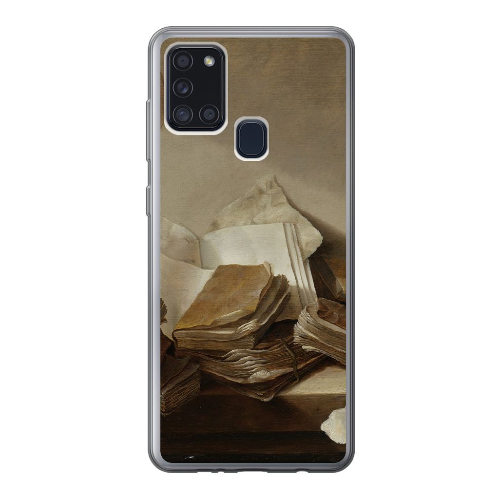 MuchoWow Handyhülle Schutzhülle Hülle für Samsung Galaxy A21s Stilleben mit Büchern - Gemälde von Jan Davidsz. de Heem Silikon Softcase Han...